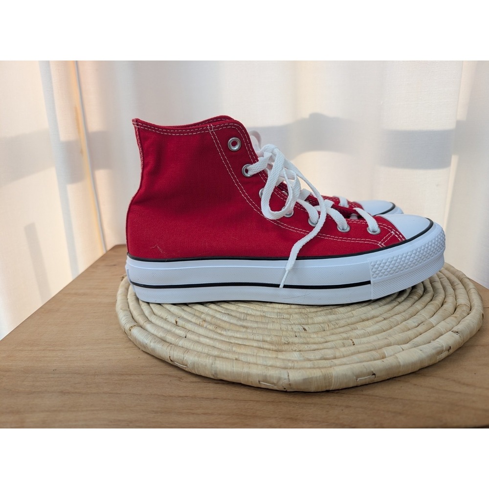 Converse All Star Chuck Taylor Sneakers Size 10 Shoes Red Canvas Lace High Top - Picture 7 of 15